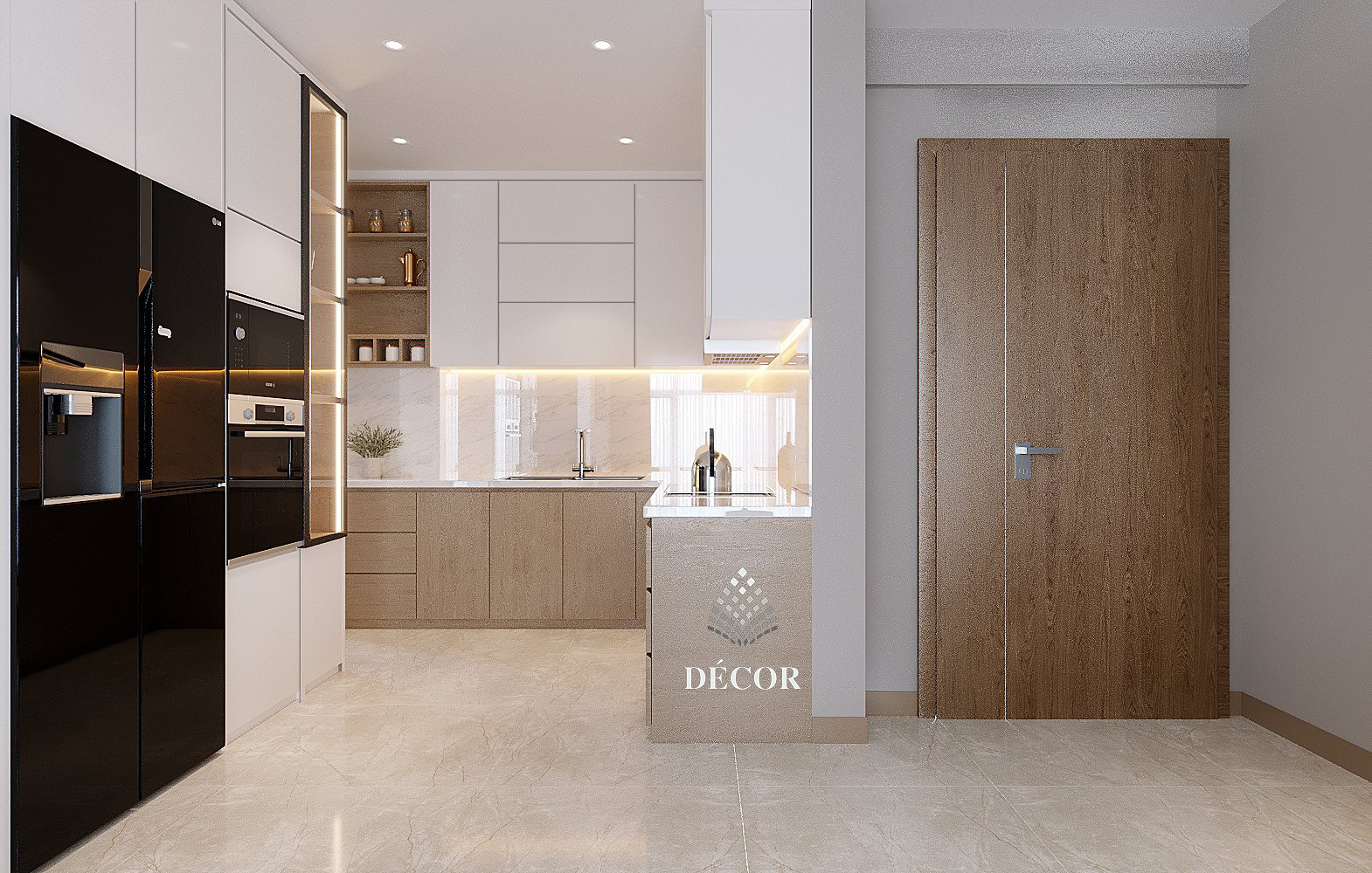 Thiết kế thi công nội thất căn hộ khu bếp