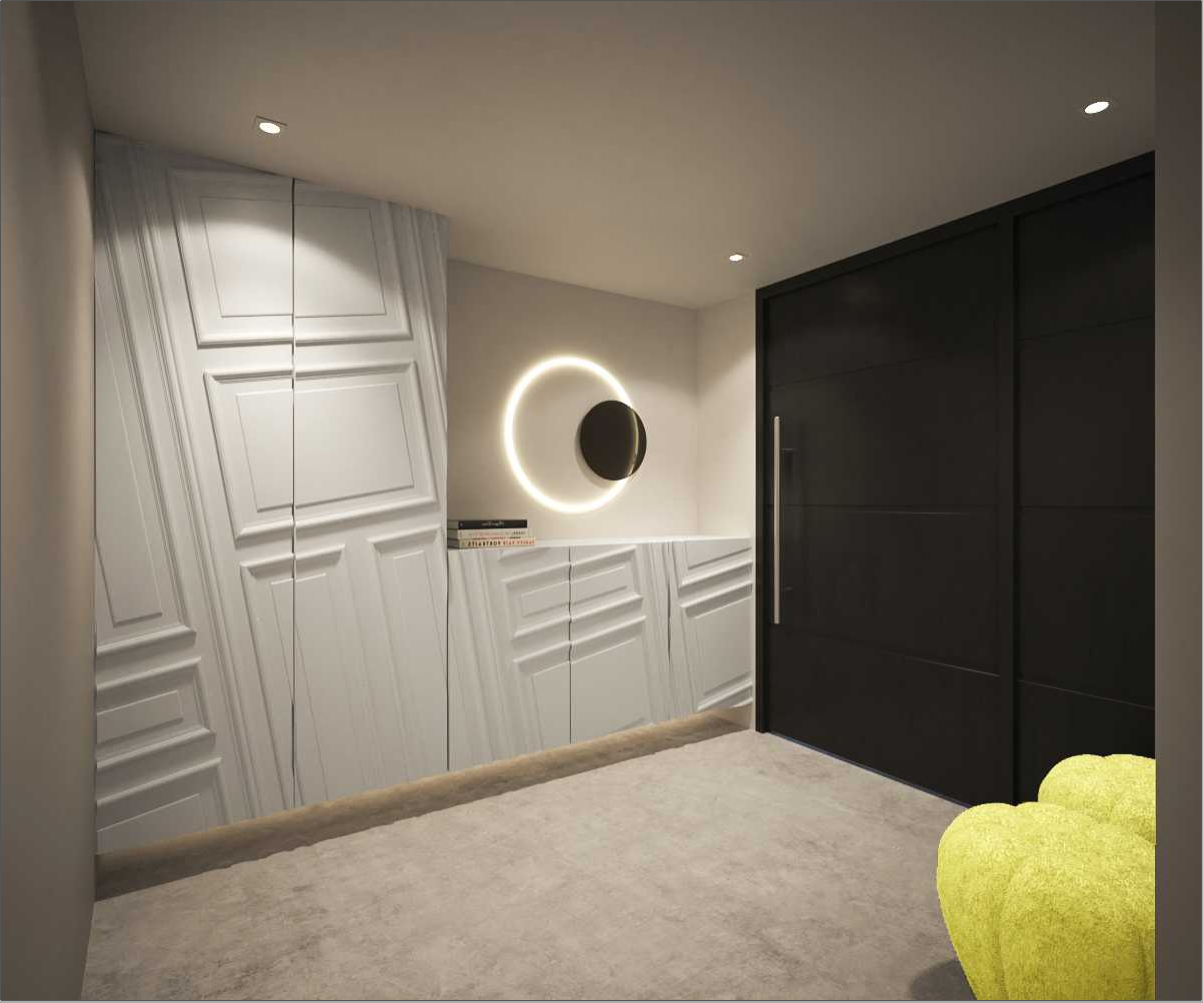 Thiết kế tủ giày hiện đại vân 3D mang lại cảm giác nổi hơn.