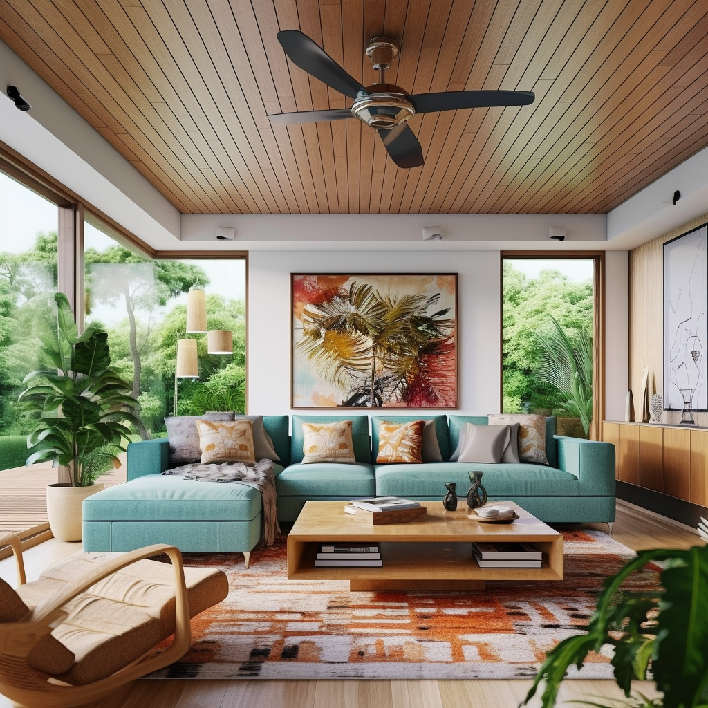 Thiết kế nhiệt đới lấy cây xanh làm điểm nhấn cho căn phòng thêm sáng và xanh
