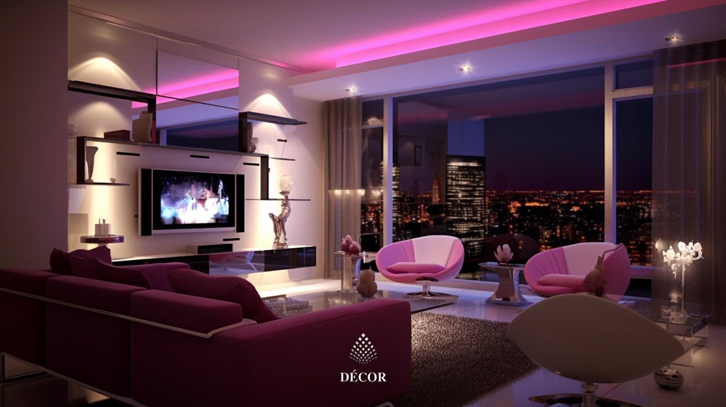 Nội thất với màu sắc nổi bật, màu của năm viva magenta