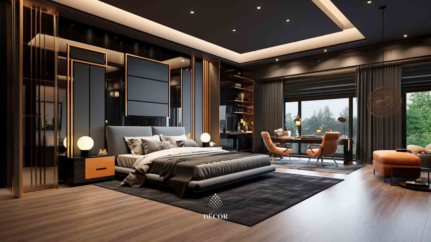 Bố trí nội thất trong phòng ngủ gọn gàng, khoa học