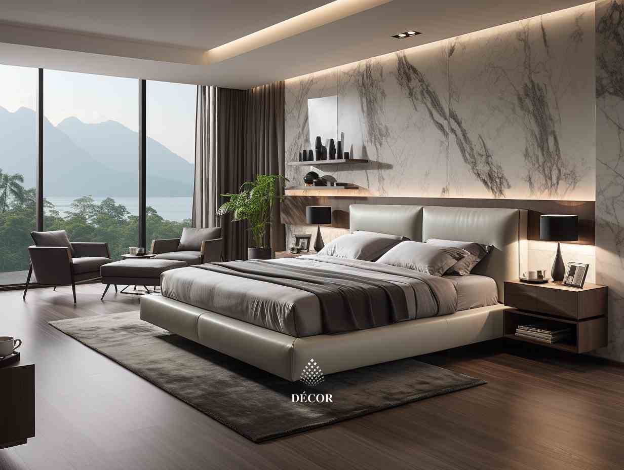 Màu sắc và ánh sáng mang lại không gian sang trọng hơn cho phòng ngủ