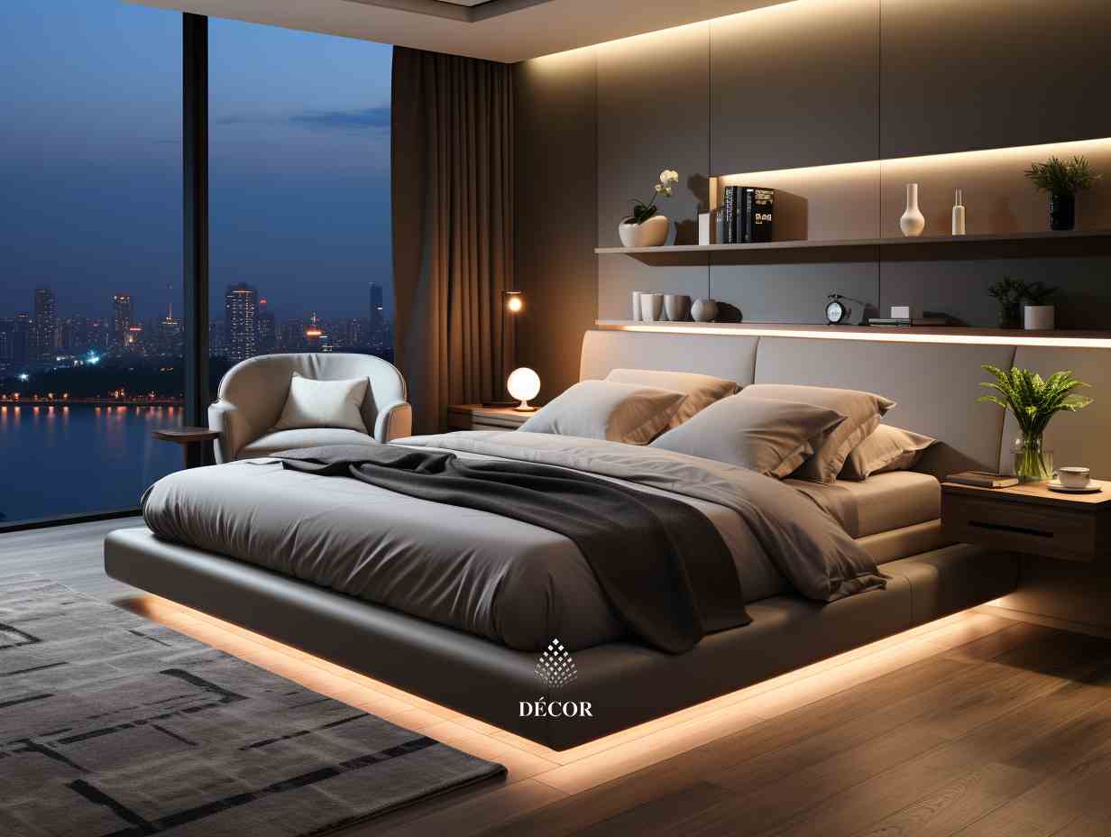 phòng ngủ với tông trắng xám hiện đại