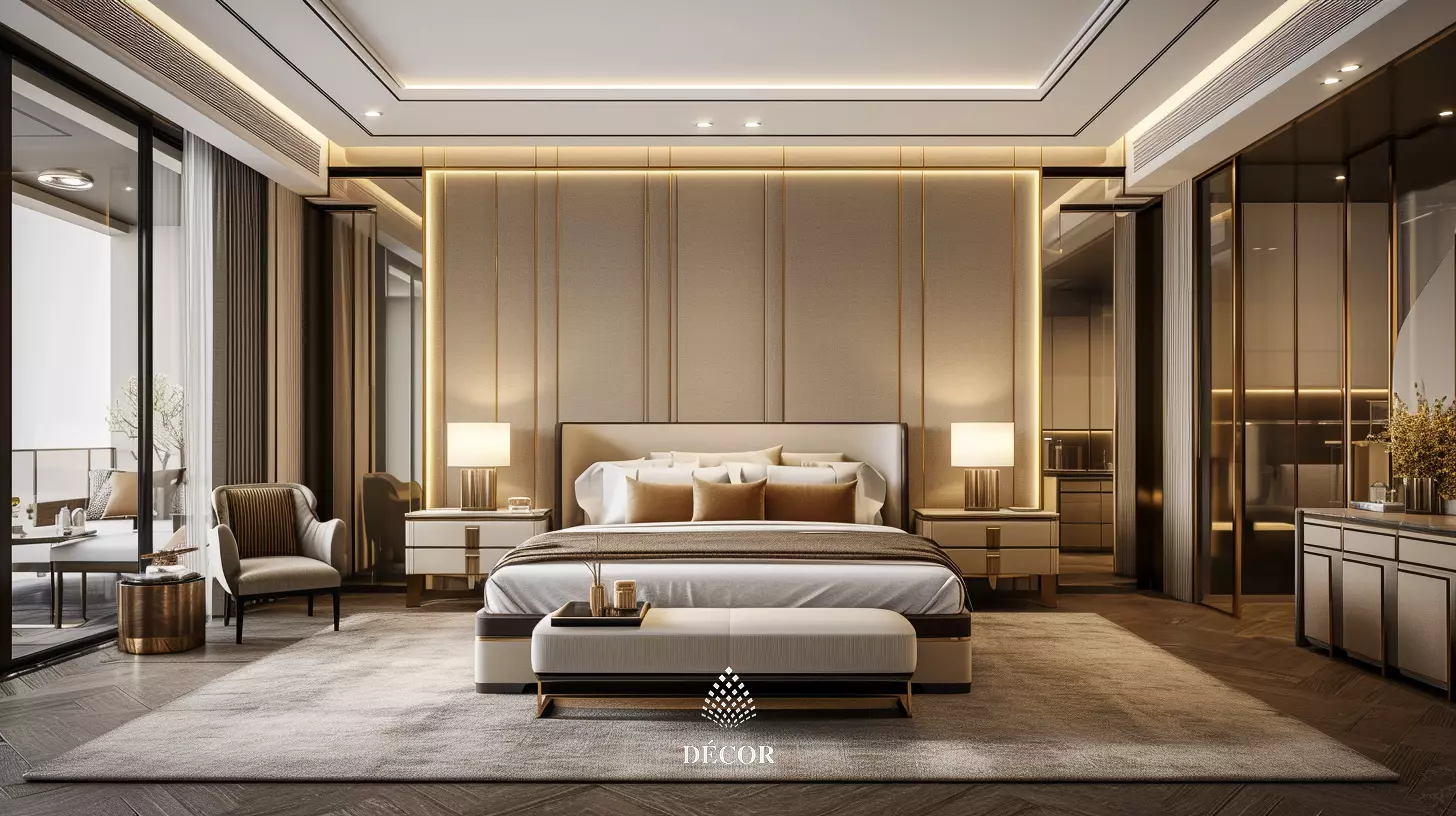 Phòng ngủ Morden classic được thiết kế đồng nhất các mẫu vật liệu và không gian chung