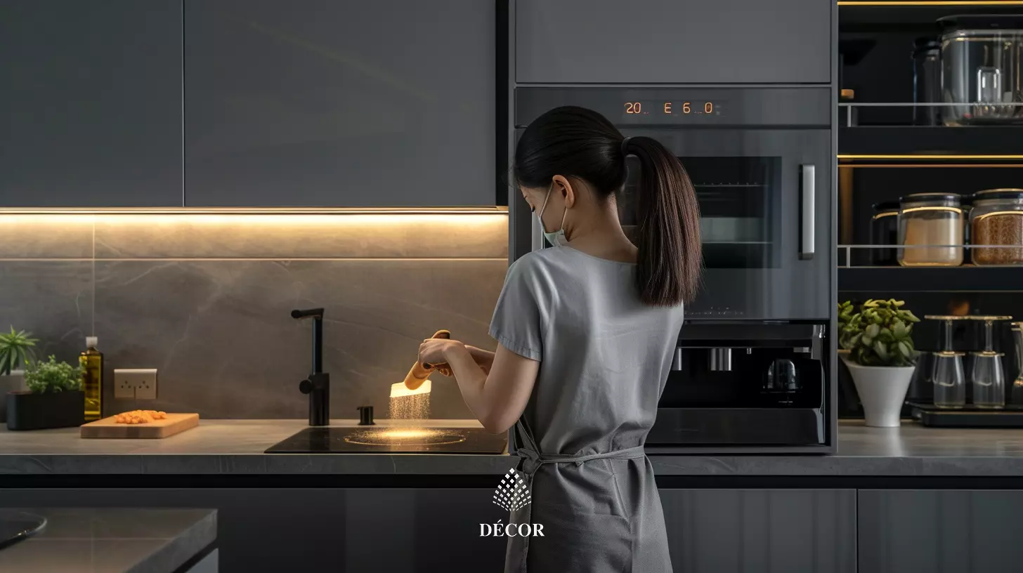 Lau bề mặt tủ gỗ công nghiệp bằng chất tẩy nhẹ