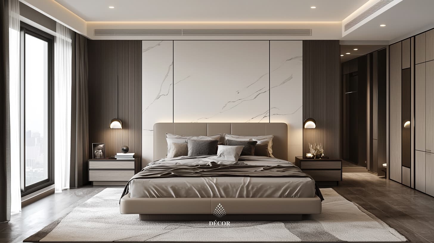 Phòng ngủ hiện đại tinh tế bởi sự tối giản kết hợp gam màu trung tính