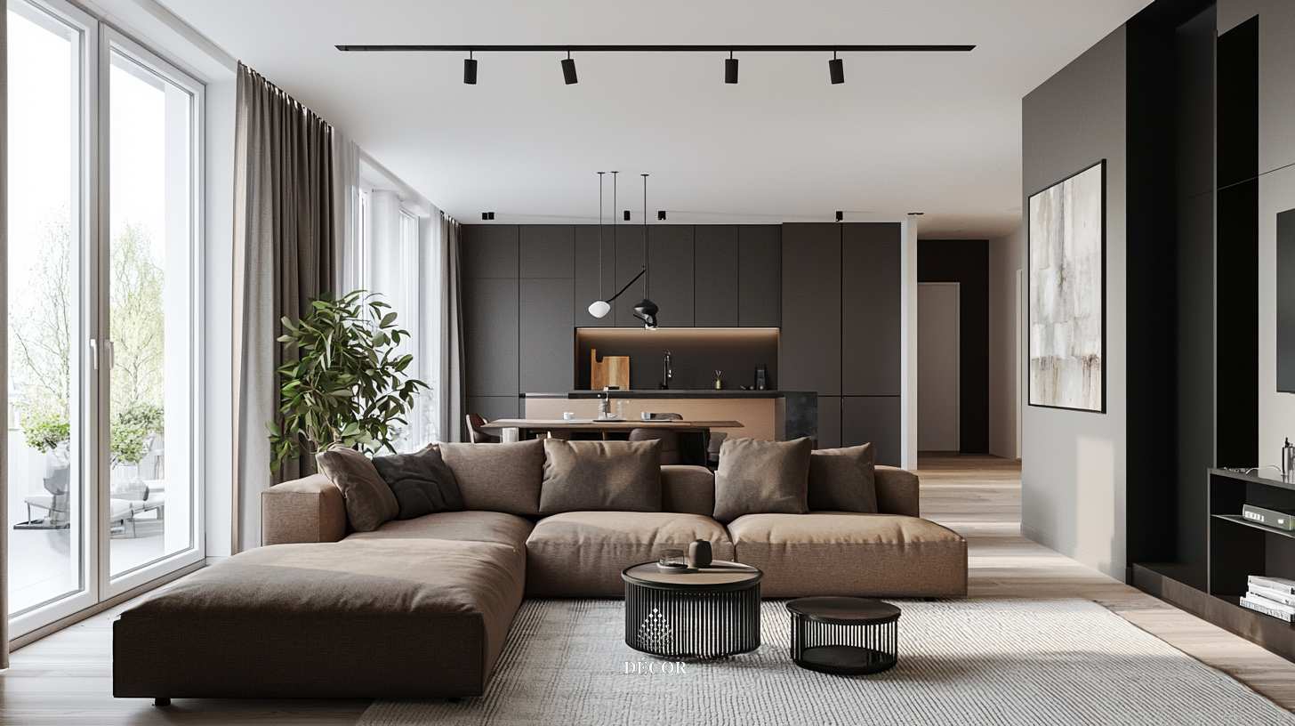 Màu mocha mousse trong phong cách scandinavian được tận dụng làm điểm nhấn
