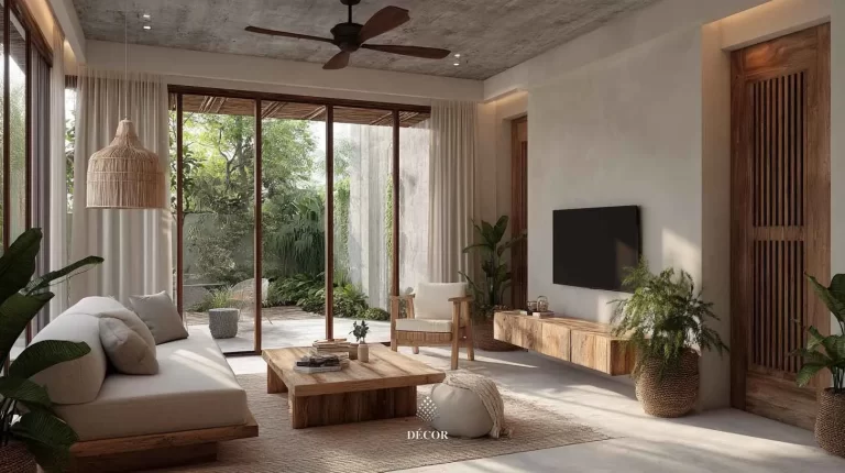 phong cách thiết kế rustic mix modern phòng khách