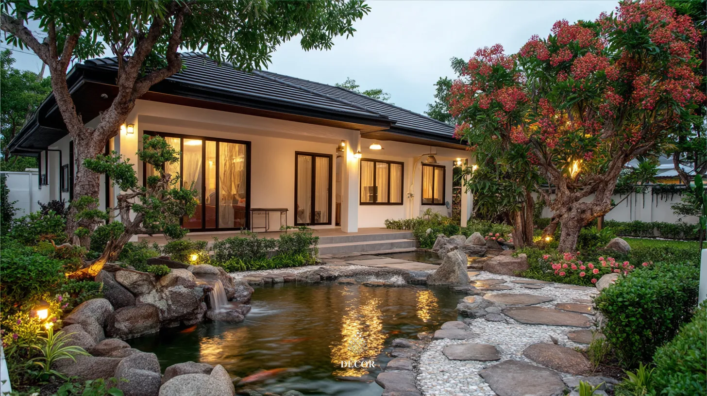 Thiết kế cảnh quan có hồ nước là hồ điều hoà cho không khí trong nhà