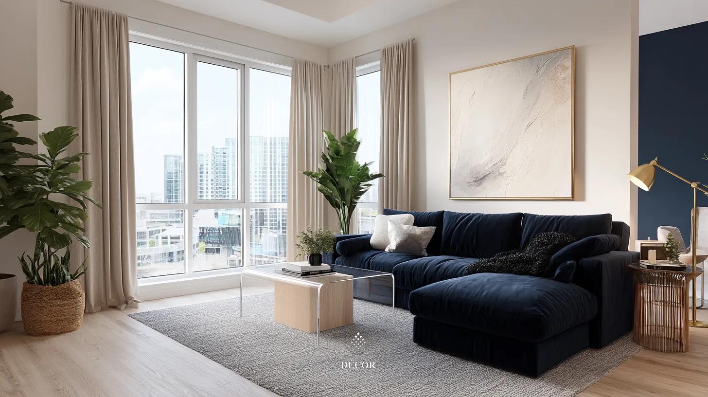 Phong cách Scandinavian hiện đại với sự kết hợp màu xanh dương